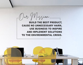 Custom Mission Statement Wall Decal  - Our Mission Personalized Office Wall Decal - Custom Corporate Mission Office decor