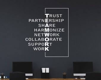 Teamwork Wortwolke Vinyl-Wandaufkleber - motivierende Bürodekoration