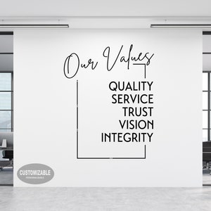 Our Values Custom Wall Decal Select 5 words - Personalized Office Wall Decal - Custom Office decor - Corporate values - Family values
