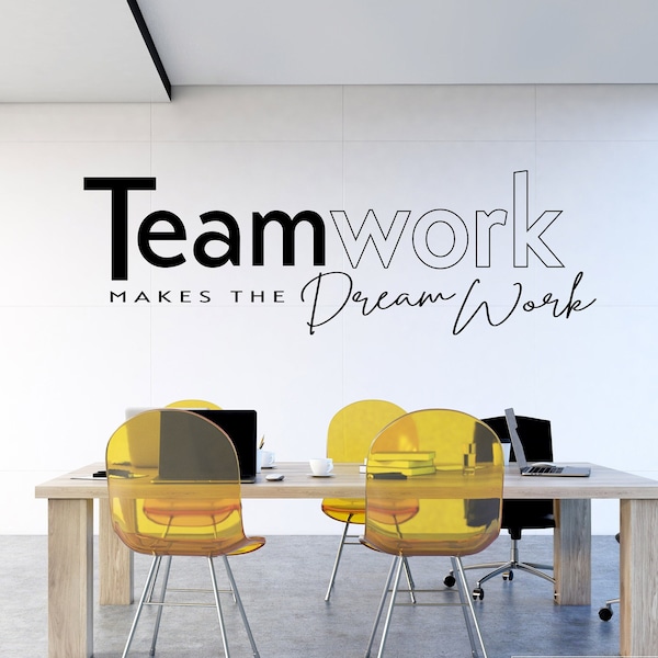 TEAMWORK makes the dream work Wall Decal - Teamwork Decal - Teamwork Wall Art - Motivational Office Wall Art - Office Wall Decor