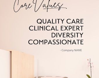 Core Values - Up to 4 Values + Company Name - Core Values Wall Decals - Personalized Office Wall Decal - Custom Office Decal - Custom Values