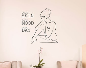 Adesivo murale con disegno di un corpo femminile – Decorazione per spa, regalo per estetiste