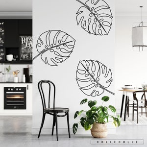 Monstera Wall Decal - Large Pack x3 - Monstera Leaves Wall Art - Monstera Leaf Decals - Tropical Leaves Decor - Botanical Green Art