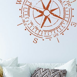 Vinilo decorativo de rosa de los vientos para pared – Adhesivo náutico de viaje