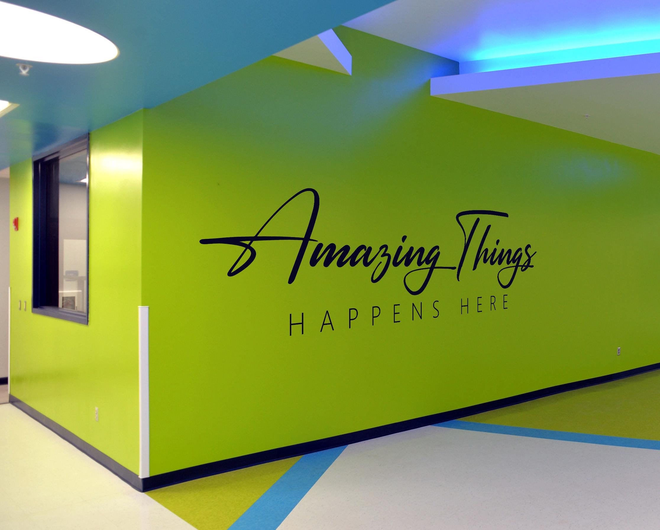 Inspirational Office Wall Decal – Amazing Things Happens Here ...