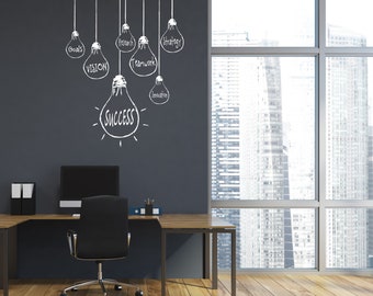Light Bulb Office Wall Decal - Success, Teamwork, Goals, Vision, Strategy, Innovation, Research - Motivational office Wall quotes