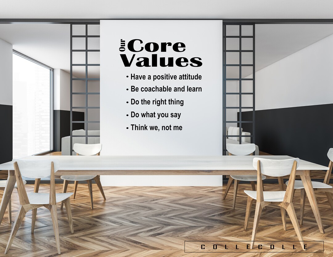 Our Cores Values Wall Decal Customizable up to 5 Values Office Large Wall Decal Personalized