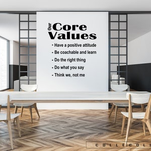 Custom Core Values Wall Decal – Personalized Office Decor – Large Corporate Wall Sticker – Business Mission Statement Vinyl Art
