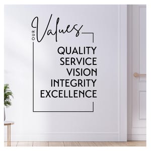 Custom Company Values Wall Decal – Choose 5 Words – Personalized Office Decor – Corporate Mission Statement – Team Culture Wall Art