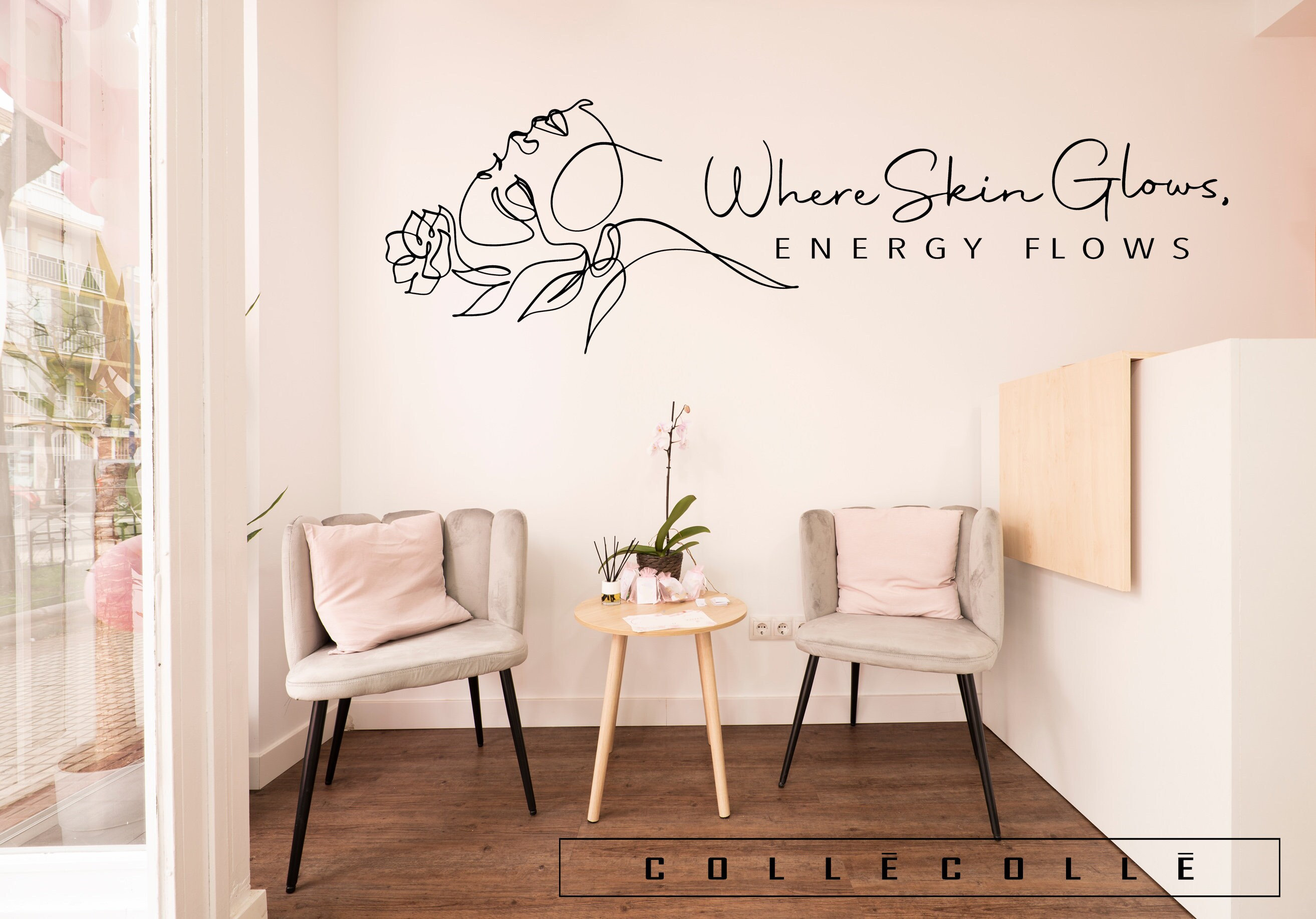 Photo inspiration: Fresh Look at Where Skin Glows Energy Flows Floral Woman Spa Wall Decal