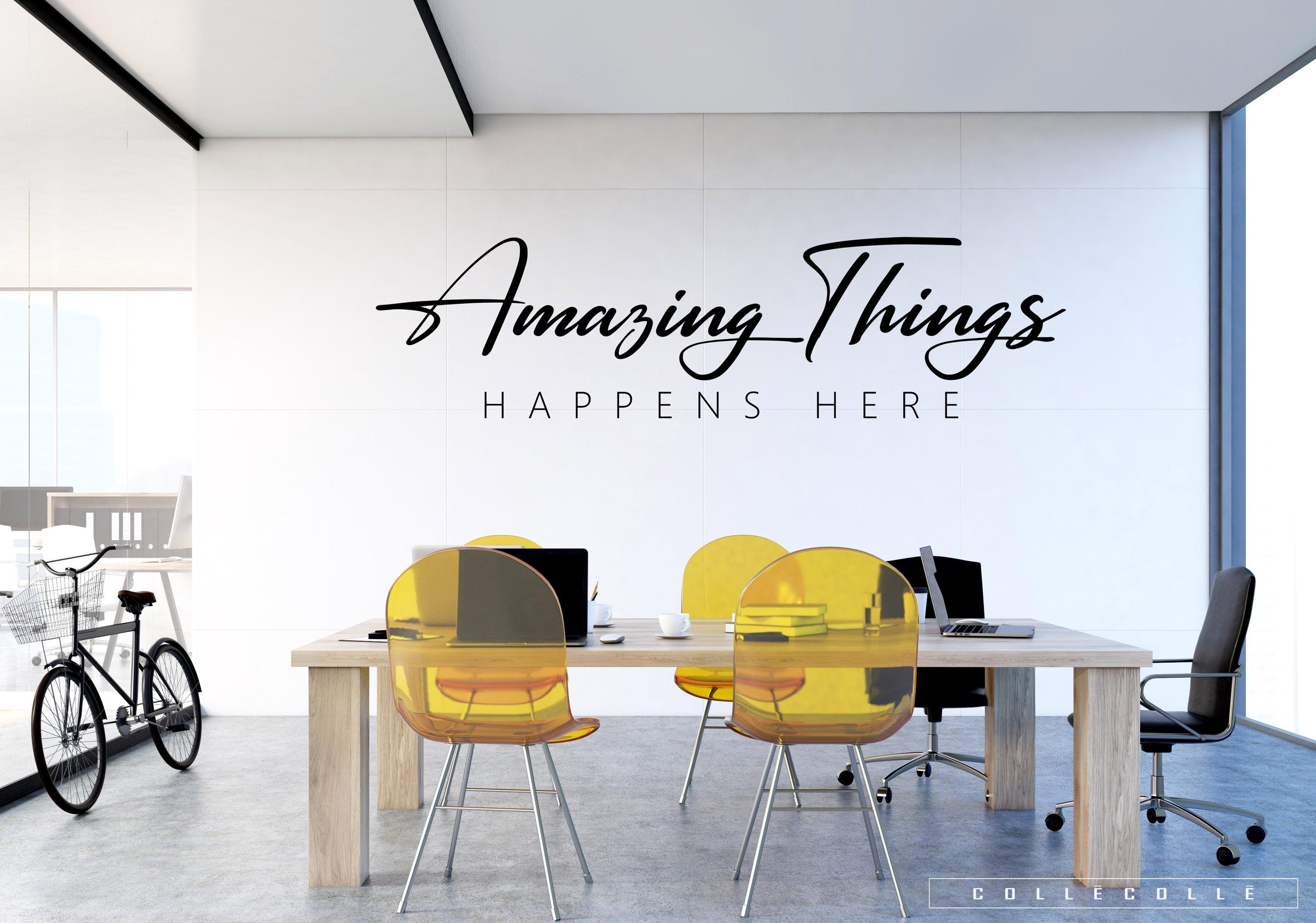 Inspirational Office Wall Decal – Amazing Things Happens Here ...