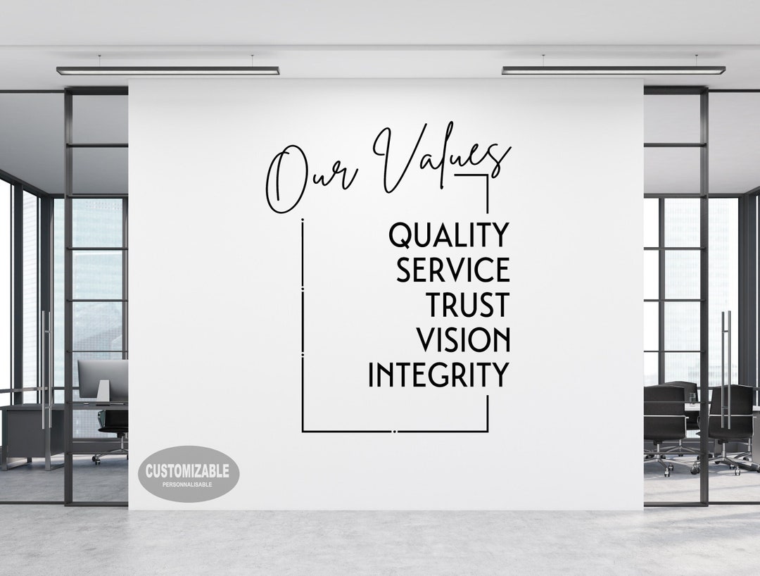 Our Values Custom Wall Decal Select 5 Words Personalized Office Wall Decal Custom Office Decor
