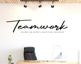 Décalcomanie murale TRAVAIL D'ÉQUIPE - Le travail d'équipe divise l'effort et multiplie l'effet - Décalcomanie de travail d'équipe - Décalcomanie de bureau motivante - Déco murale de bureau