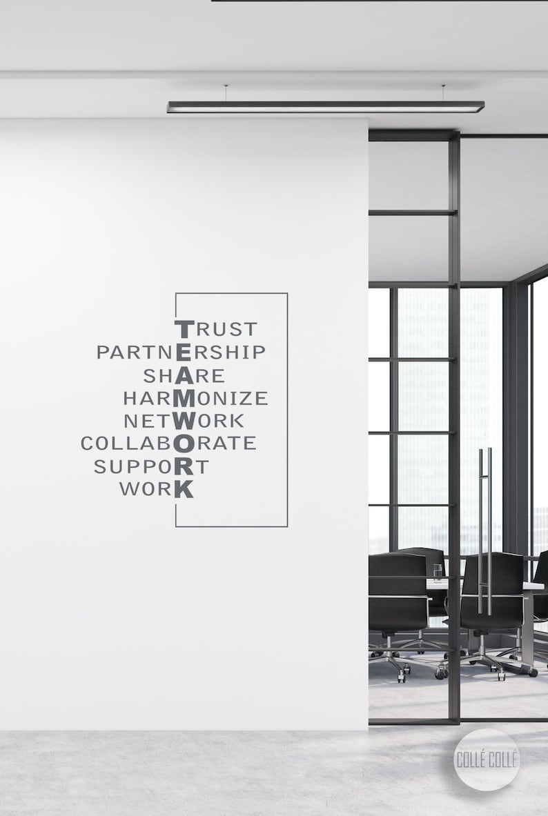 TEAMWORK Wall Decal Teamwork Framed Office Wall Art Team Etsy