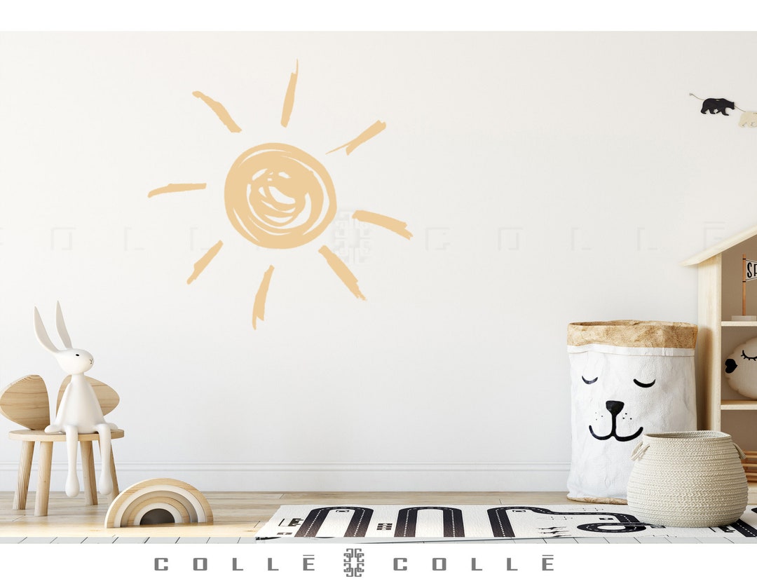 Sun Wall Decal – Hand Drawn Sunshine, Boho Nursery Decor - Etsy