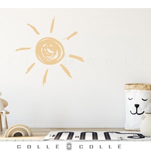 Sun Wall Decal - Boho wall decor - hand drawn sunshine - boho nursery, kids bedroom, modern nursery art, baby room decor