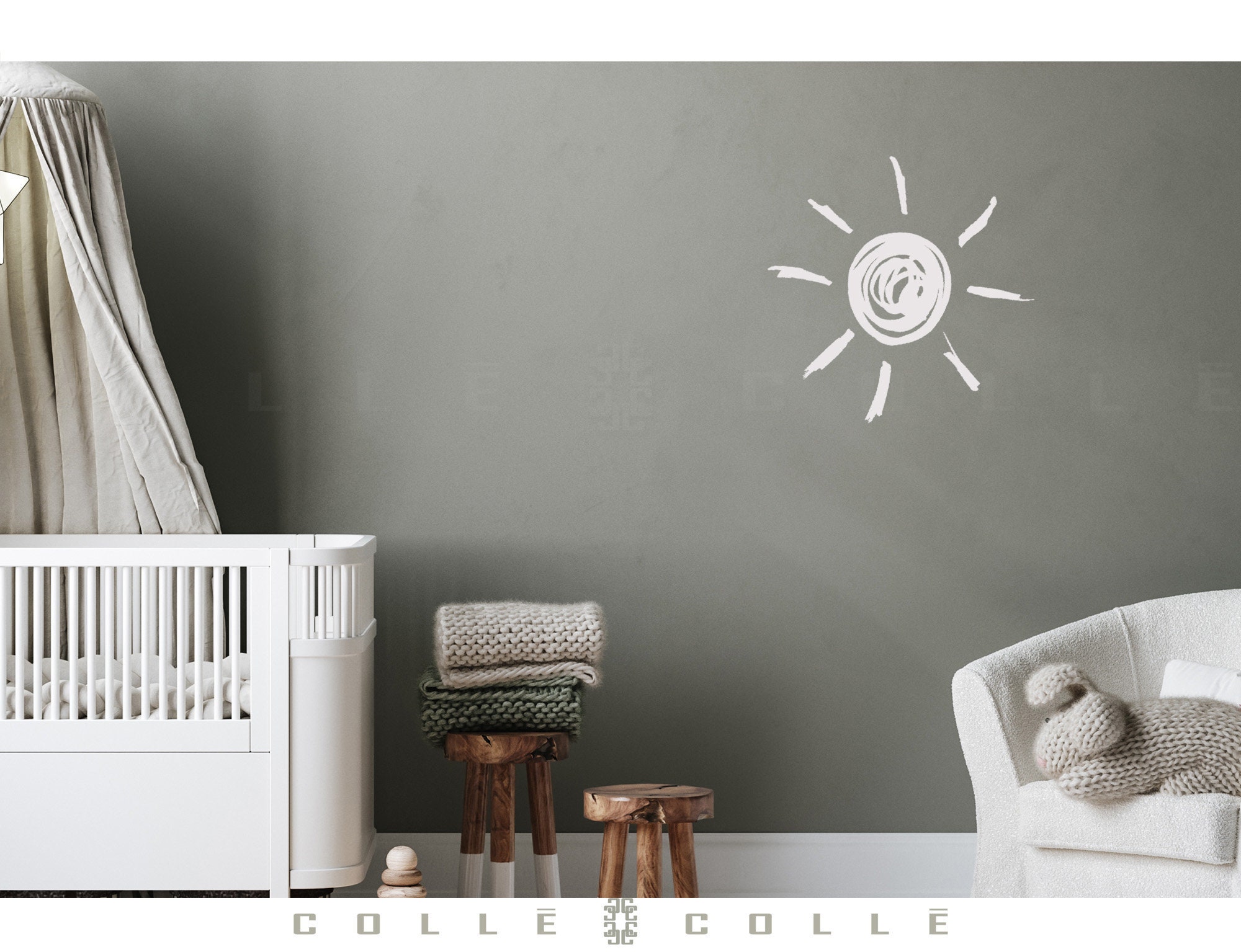 Sun Wall Decal – Hand Drawn Sunshine, Boho Nursery Decor - Etsy