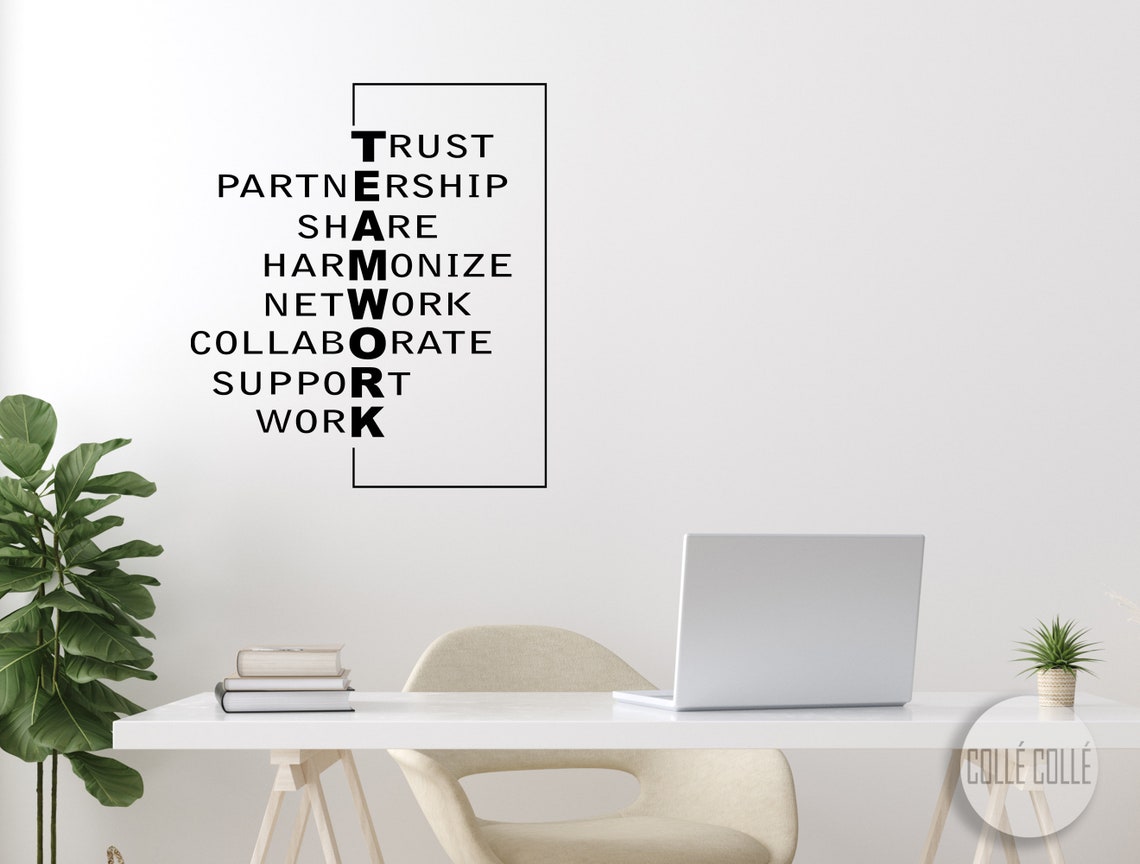 TEAMWORK Wall Decal Teamwork Framed Office Wall Art Team Etsy