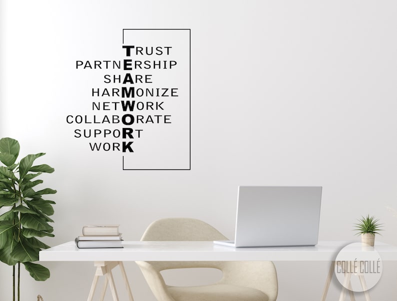 TEAMWORK Wall Decal Teamwork Framed Office Wall Art Team Etsy
