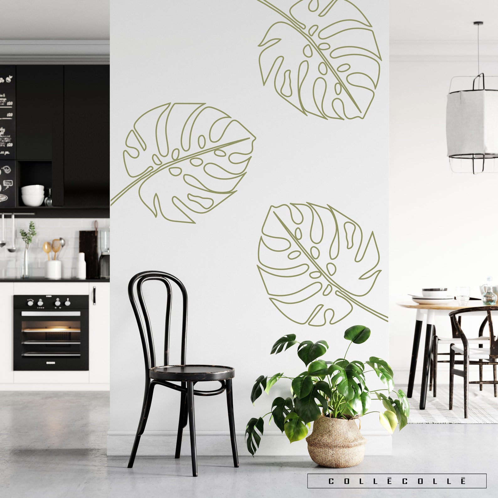 Monstera Leaf Wall Decals – Set of 3 Tropical Outline Stickers - Etsy
