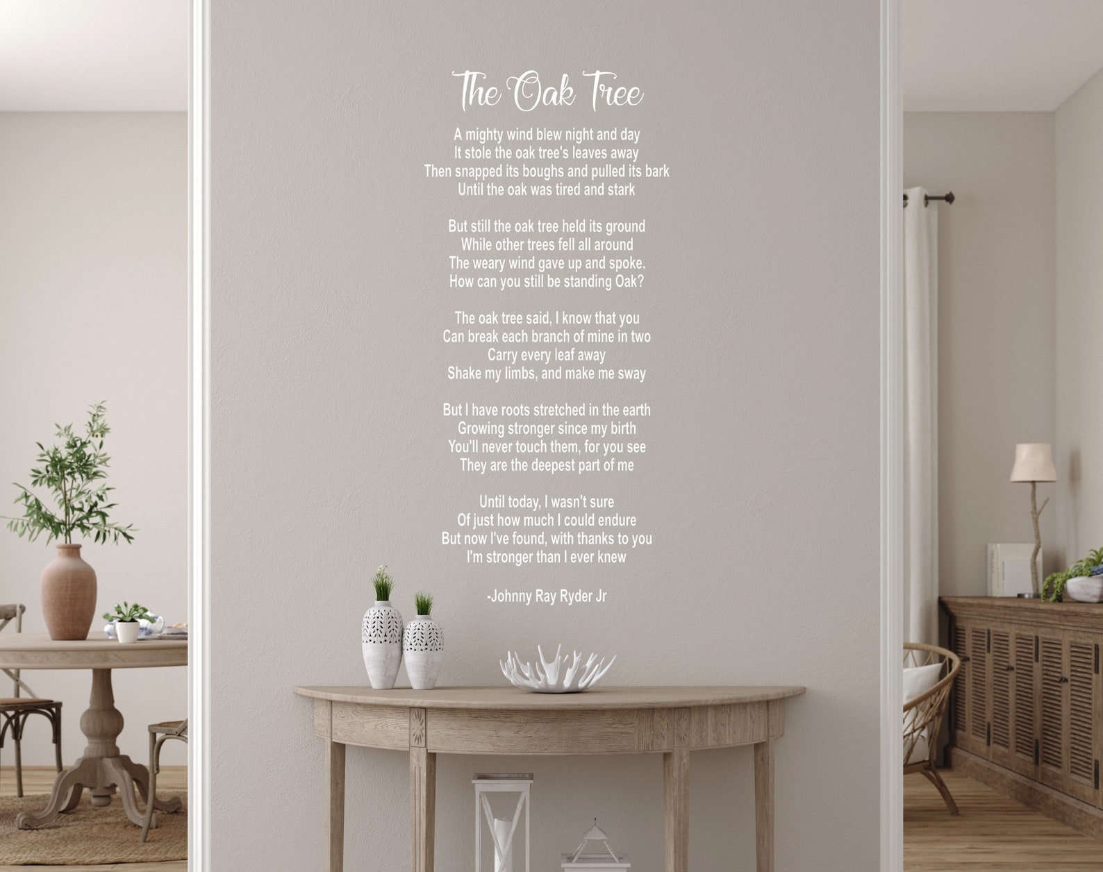 Poem the Oak Tree by Johnny Ray Rider Jr. - Poem Wall Decal - Poem Wall ...