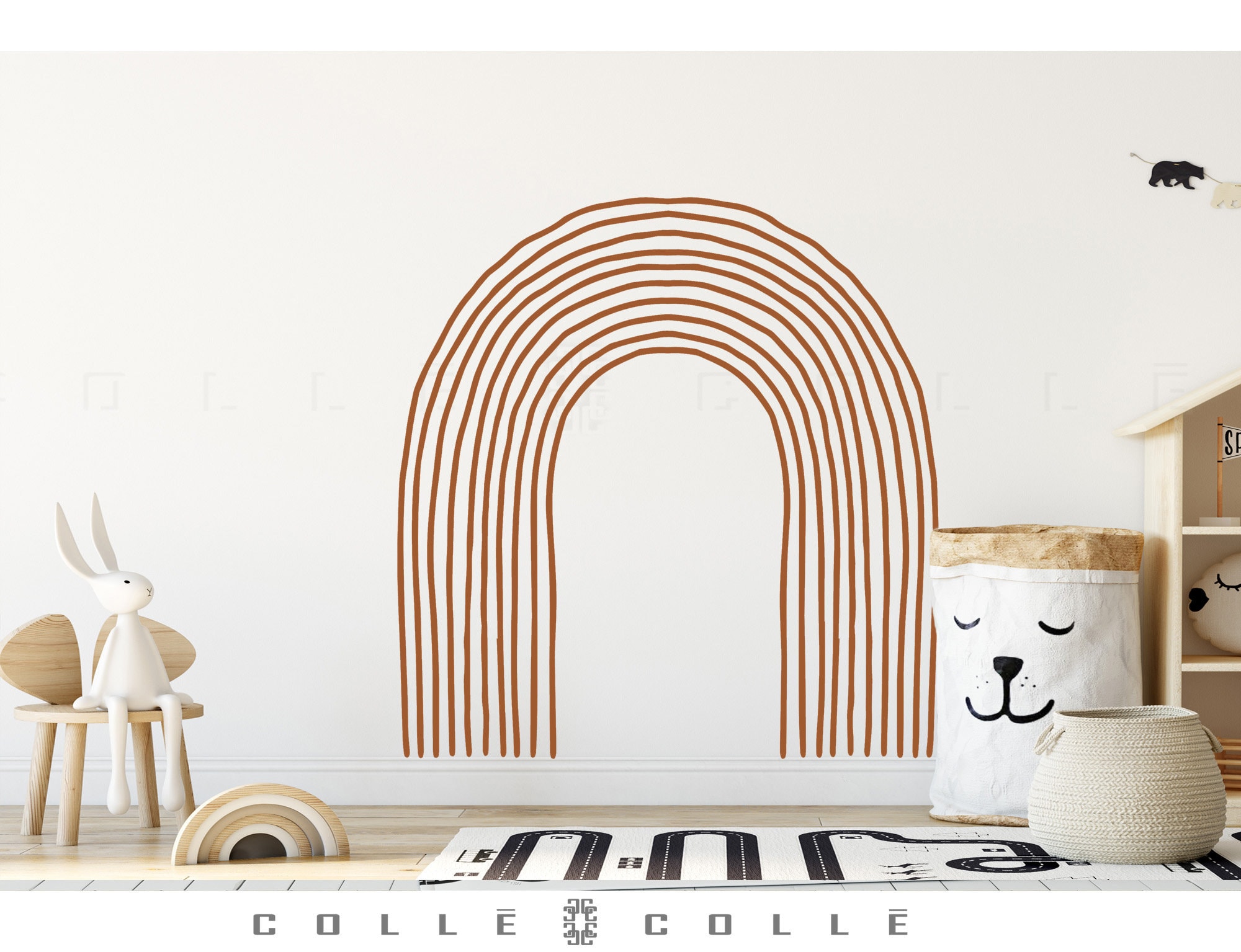 Rainbow Arch Wall Decal Line Art Above Over Bed Sticker Etsy