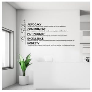 Personalized Business Core Values with Definitions | Up to 5 Words | Our Values Office Wall Decor | Meeting Room Vinyl Quote