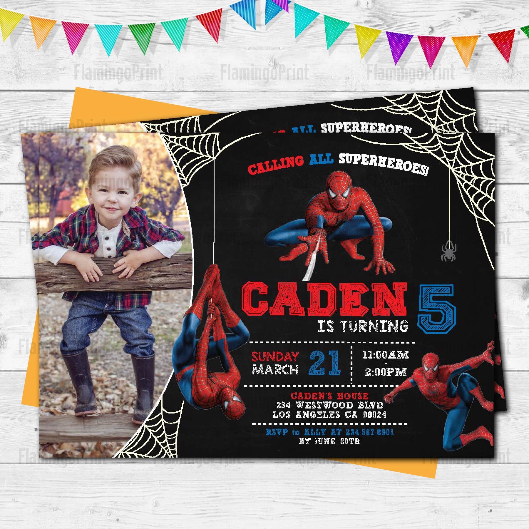 Invitation Danniversaire Numerique Spiderman Spiderman Etsy France