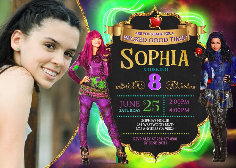 Digital Descendants Birthday Invitation. Descendants Invites. Etsy