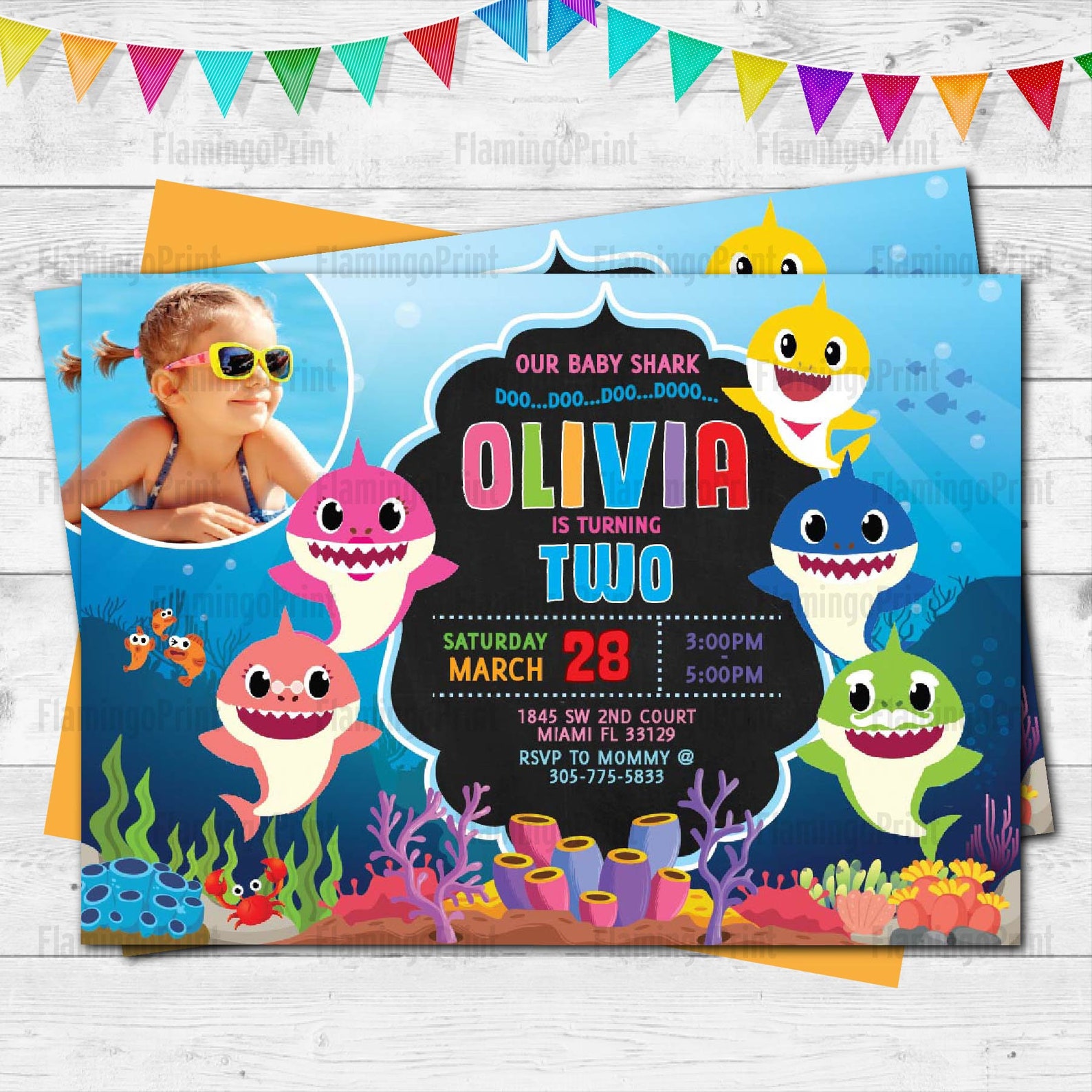 Digital Baby Shark Birthday invitation. Baby Shark invites. Etsy