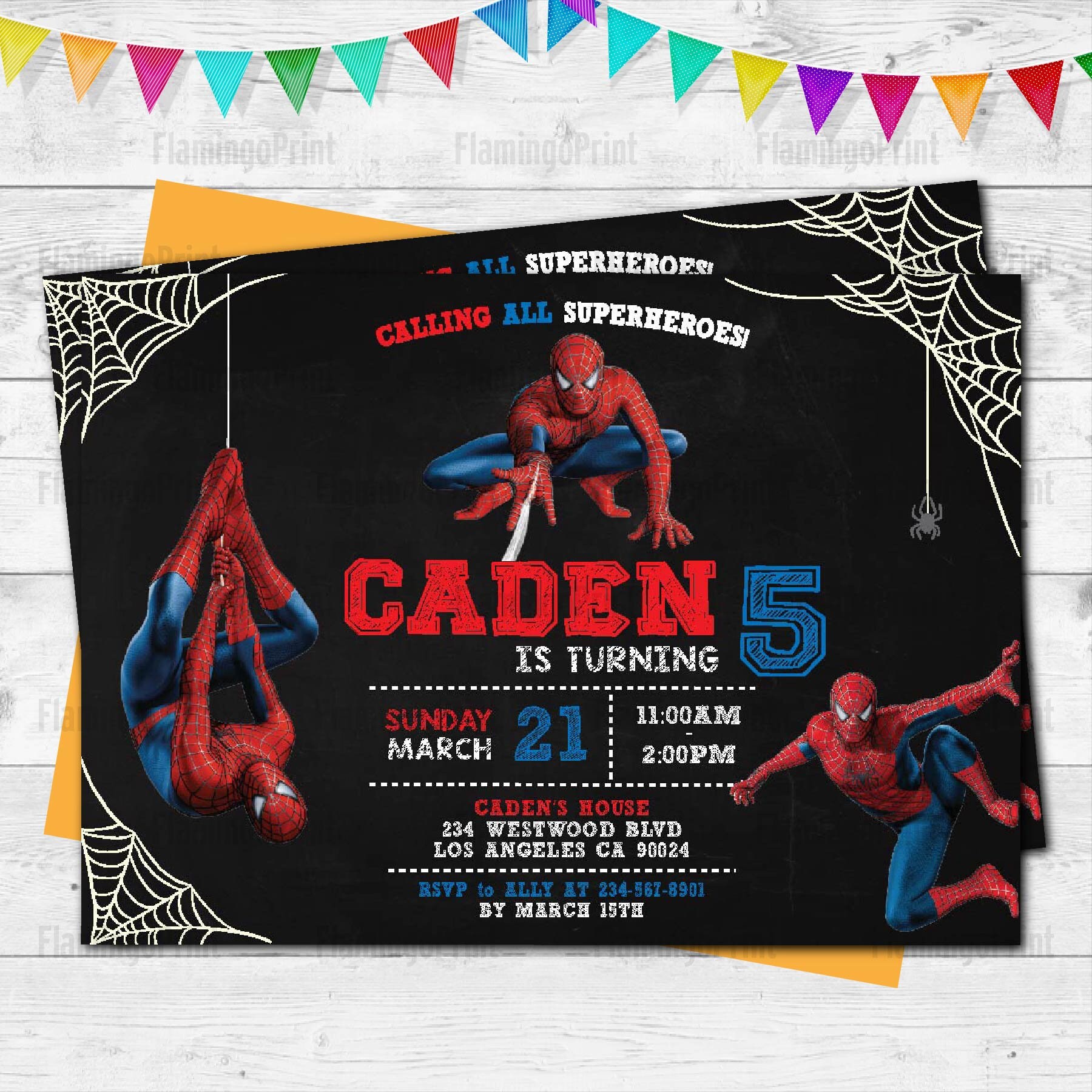 Digital Spiderman Birthday invitation. Spiderman invites. Etsy