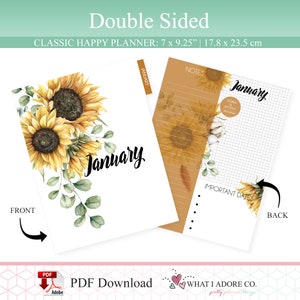 HAPPY PLANNER DIVIDERS with Notes Printable Double Sided Sunflower Fall Planner Dividers Planner Monthly Dividers Printable image 2