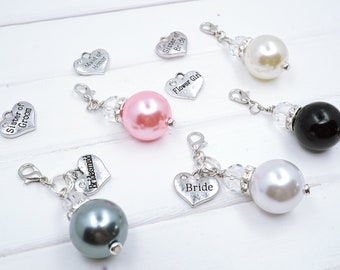 Pearl Planner charm, Pearl bouquet Charm, bridesmaid bracelet charm, wedding planner charms, bridal party gifts