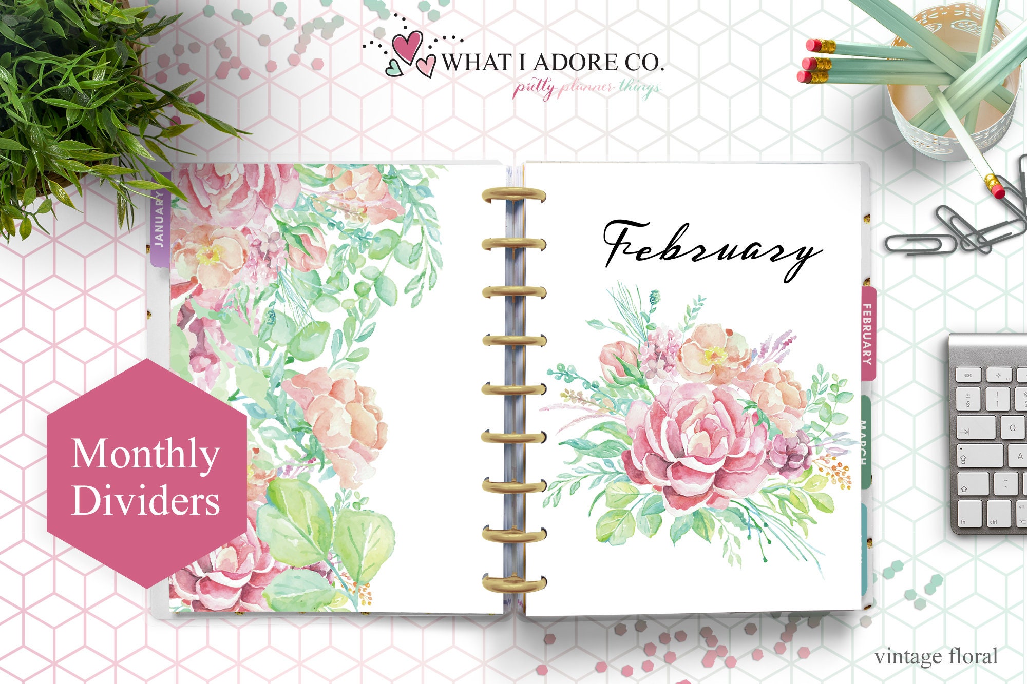 HAPPY PLANNER DIVIDERS Printable Double Sided Vintage Floral Etsy