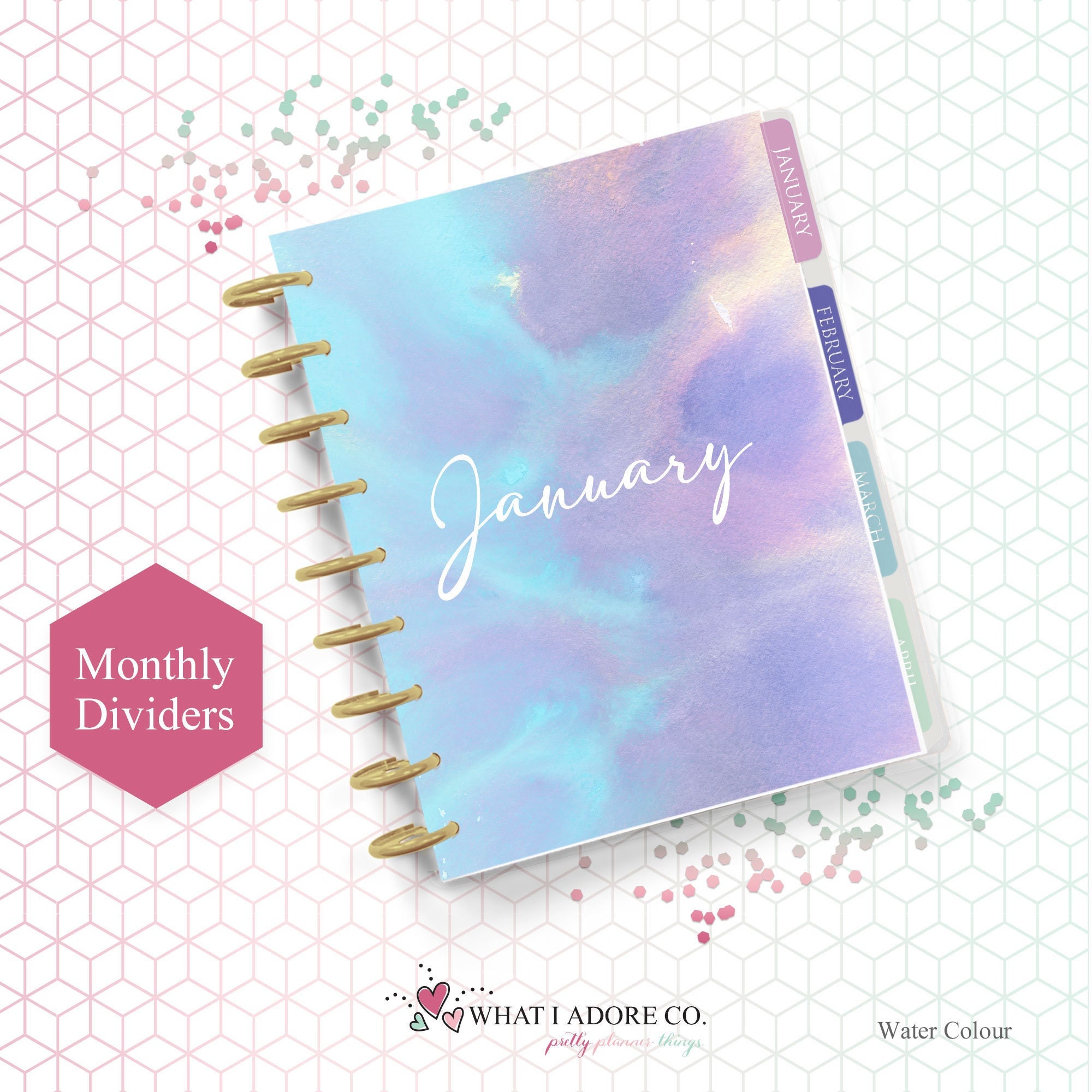 Classic Happy Planner Dividers Printable Monthly Watercolour Tabbed Dashboards Monthly Planner ...