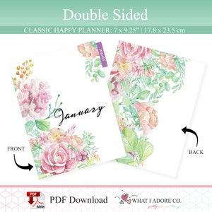HAPPY PLANNER DIVIDERS Printable Double Sided Vintage Floral Planner 12 month tabs Planner Monthly Divider Printable Monthly dashboard image 4