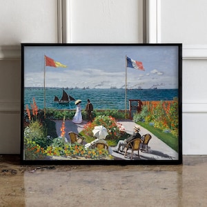 Claude Monet Garden at Sainte-Adresse 1867 Poster, Claude Monet Print, Monet Exhibition Print, Landscape wall art, Claude Monet poster