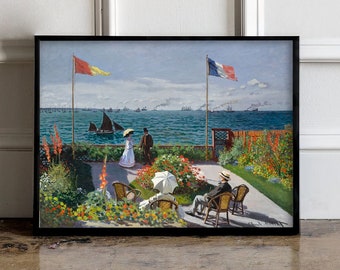 Claude Monet Garden at Sainte-adresse 1867 Poster, Claude Monet