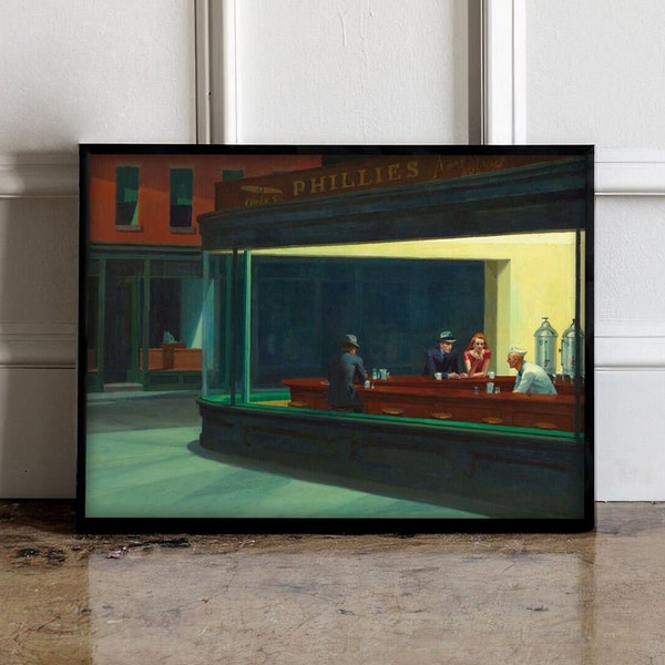 Affiche Edward Hopper Nighthawks, impression Edward Hopper, art mural Edward Hopper, impression exposition Edward Hopper, décoration murale Edward Hopper