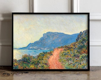 Claude Monet The Corniche near Monaco 1884 Poster, Claude Monet Print, Monet Exhibition Print, Landscape wall art, Claude Monet poster