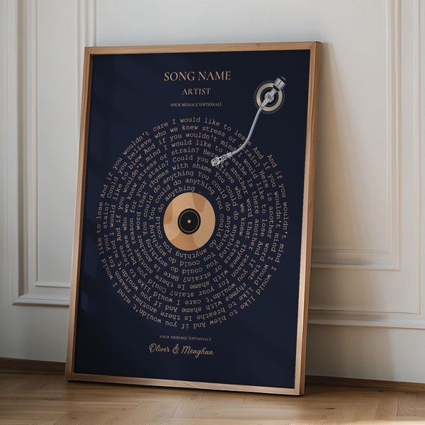 Personalised Music Poster, Customizable Music Gift, Personalised Vinyl Lyric Print, Favourite Song Personalised, Personalised Record Gift