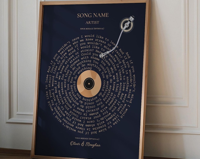 Personalised Music Poster, Customizable Music Gift, Personalised Vinyl Lyric Print, Favourite Song Personalised, Personalised Record Gift