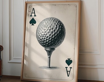 Ace of Spades Golf Print, Vintage Golf Card Poster, Retro Golf Wall Art, Man Cave Golf Decor, Golf Lover Gift, Golf Tee Time Art Print