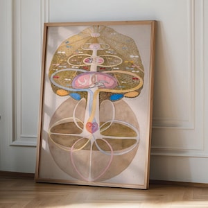 Impressão artística de Hilma af Klint, pôster de Hilma af Klint, pôster abstrato, reprodução de arte, árvore do conhecimento, nº 1, arte de parede moderna, decoração de casa