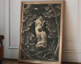 In Paradise by Max Svabinsky wall art decor, The Fruit Was Never an Apple, Eros Fantasy, Vintage Love Print, Dark Academia Print