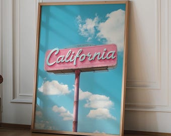 Vintage California Sign Wall Art, Retro California Aesthetic Home Decor, Unique Wall Decor, California Wall Art Home Decor