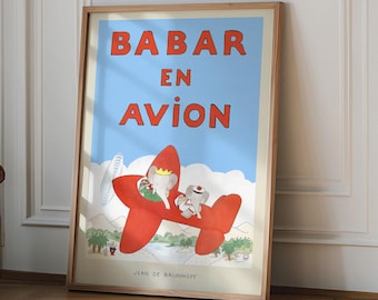 Babar En Avion Poster by Jean De Brunhoff A3 - Etsy