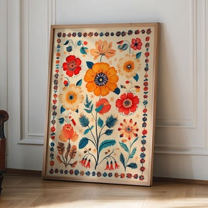 Vintage Mexican Poster wall art Print, Mexican Decor, Traditional Latin Decor, Floral Print, Botanical Wall Art, Latin Art Home Decor