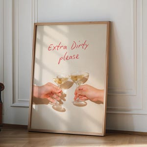 Plakat Extra Dirty Please, Dekoracja ścienna do kuchni, Dekoracja wózka barowego Martini, Dekoracja akademika Preppy, Sztuka ścienna retro z alkoholem, Plakat dekoracyjny retro z koktajlem