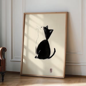 Japanische Katze Poster, Japanische Katze Kunstdruck, Katzenliebhaber Geschenk, Japanische VIntage Wandkunst, japanischer Holzschnitt, Tier Wand Kunst Deco